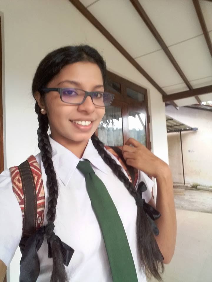 Sandani at a back-to-school event wearing her high school uniform